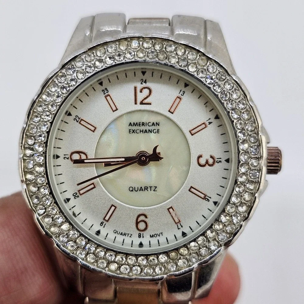 American Exchange Women's Watch 34MM White Dial Two Tone Bands 6